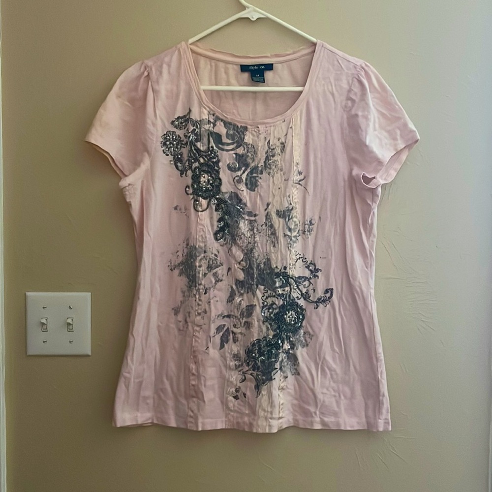 Style and Co. Pink shirt sleeve T-Shirt.